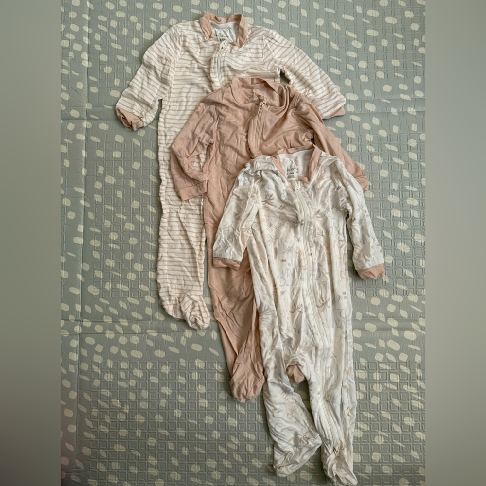 Set of Three Bamboo Baby Sleepers in Neutral Tones